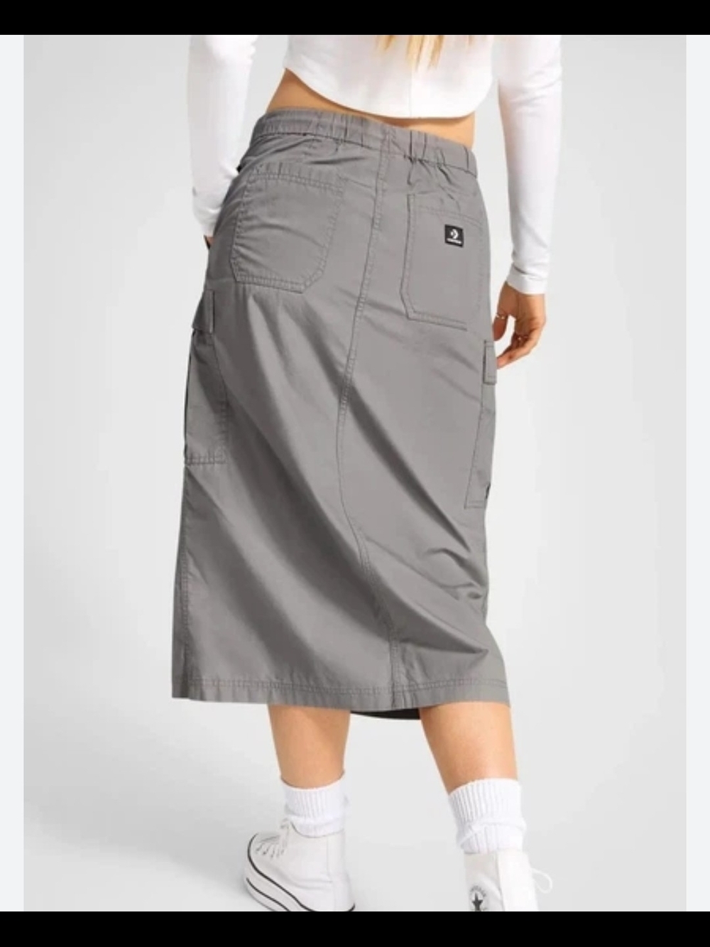 Converse Gray Cargo Skirt Womens Size XL Casual Drawstring Cargo Midi Skirt - Picture 13 of 13